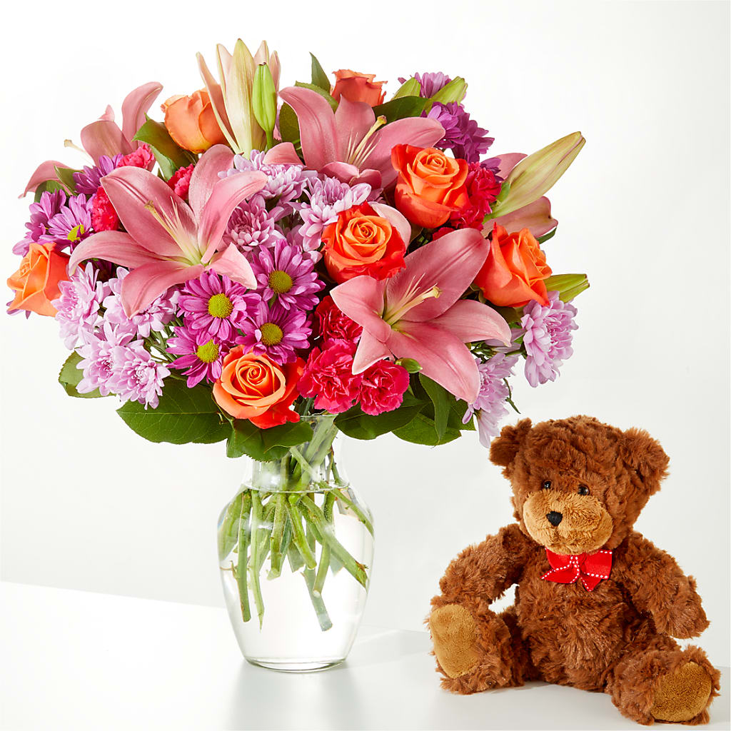 One and Only Bouquet and Bear Bundle – Menlo Florist, Menlo Park CA