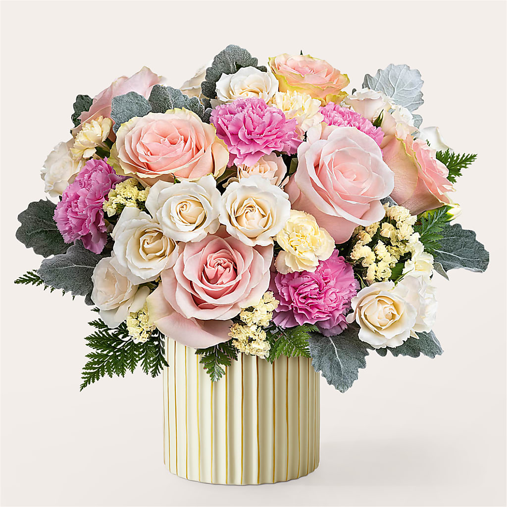 Blissful Moments Bouquet with Ivory Vase – Menlo Florist, Menlo Park CA