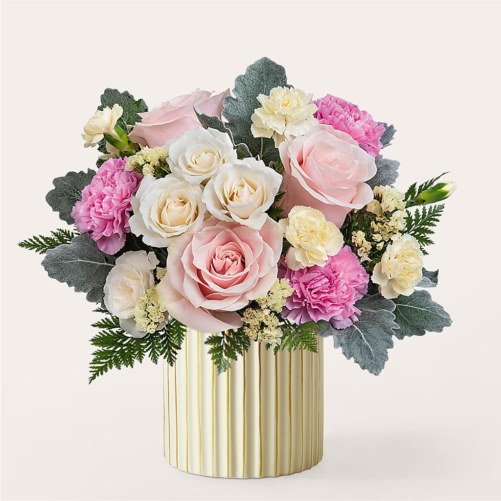 Blissful Moments Bouquet with Ivory Vase – Menlo Florist, Menlo Park CA