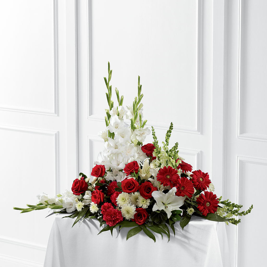 Crimson & White Arrangement – Menlo Florist, Menlo Park CA
