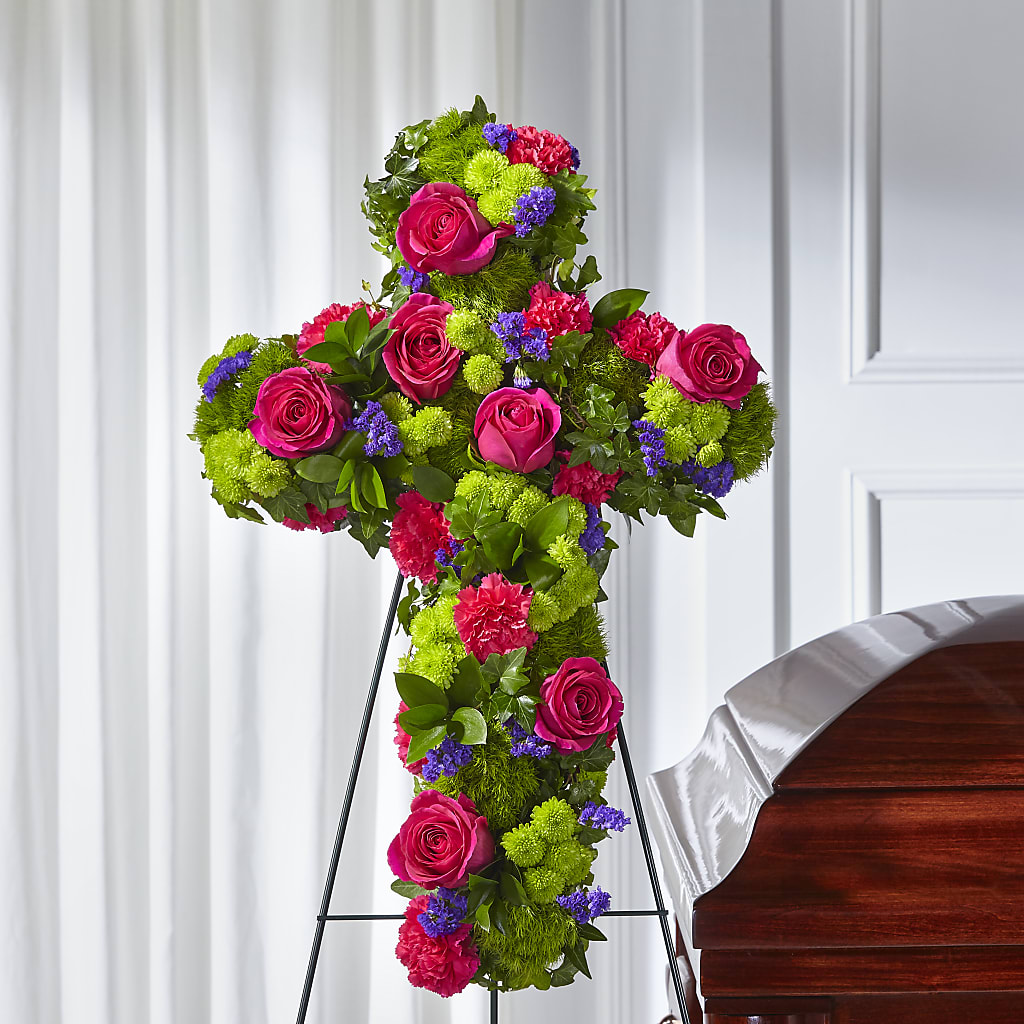 Tribute Rose Floral Cross – Menlo Florist, Menlo Park CA