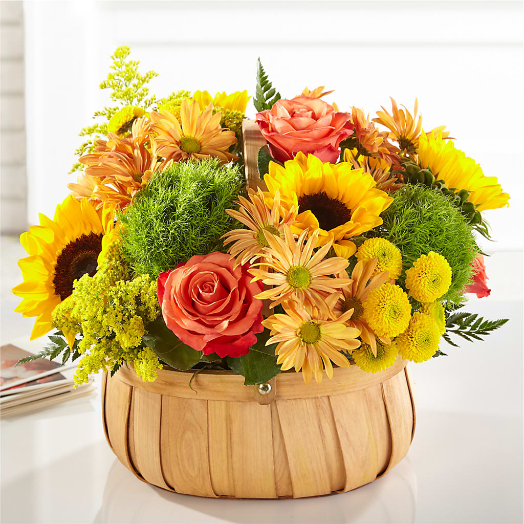Harvest Sunflower Basket – Menlo Florist, Menlo Park CA