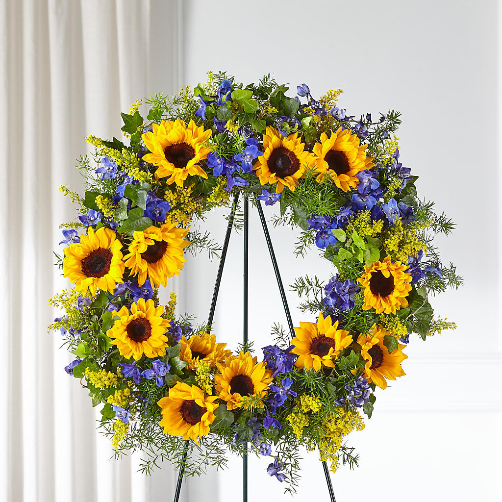 Bright Rays Wreath – Menlo Florist, Menlo Park CA