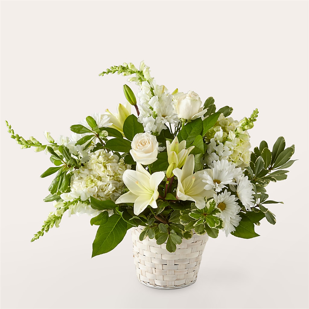 Ivory Elegance Floral Basket – Menlo Florist, Menlo Park CA