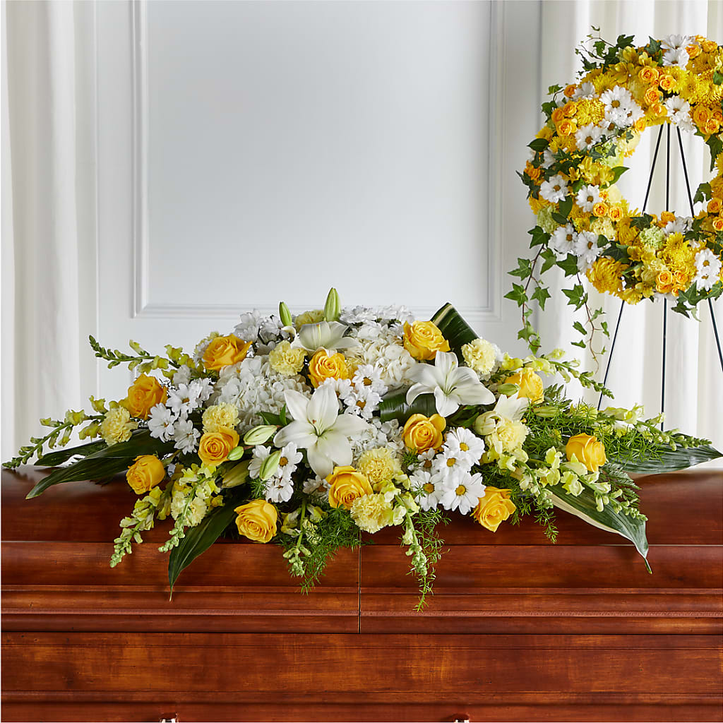 Golden Harmony Casket Spray – Menlo Florist, Menlo Park CA