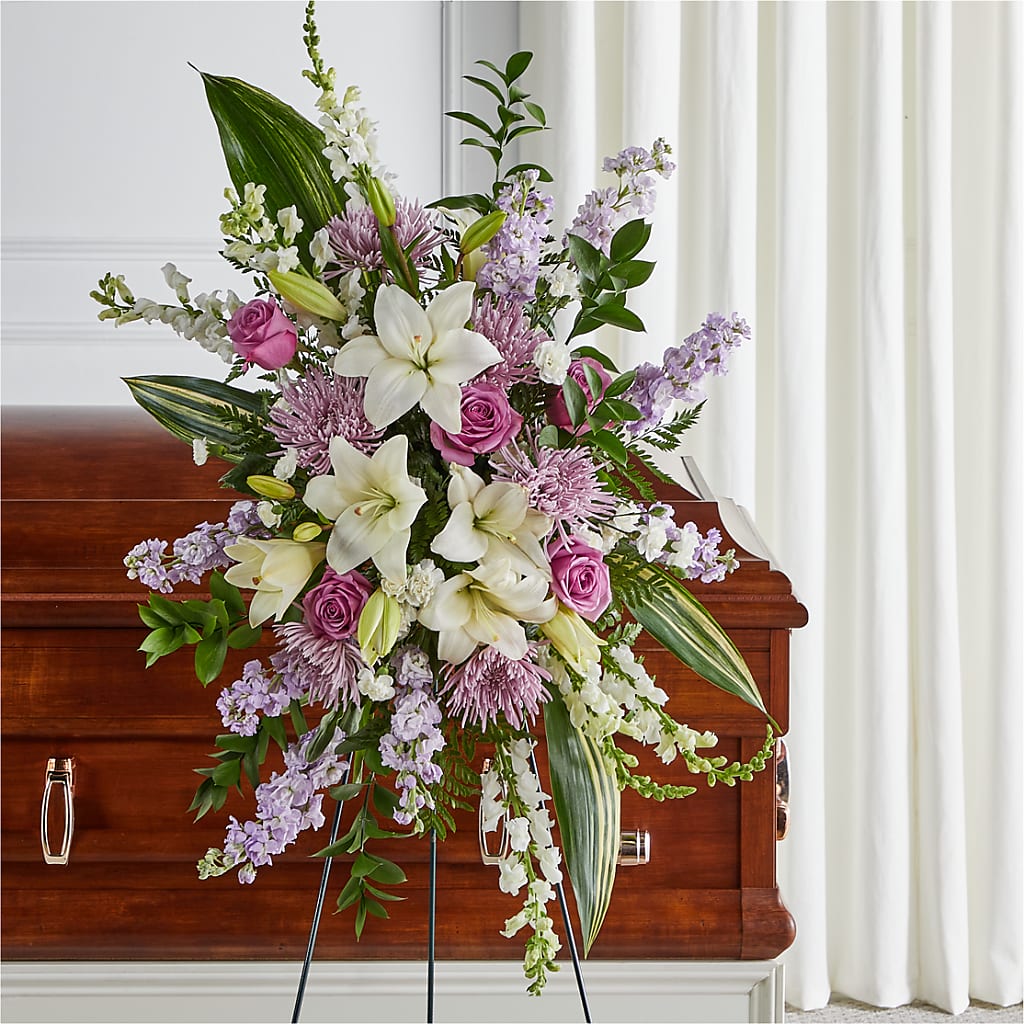 Grateful Hearts Standing Spray – Menlo Florist, Menlo Park CA
