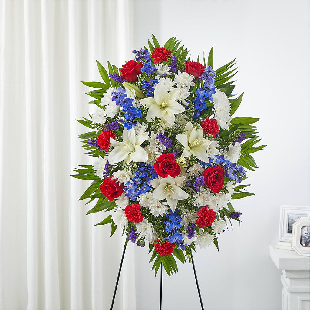 Cherished Service Standing Spray – Menlo Florist, Menlo Park CA