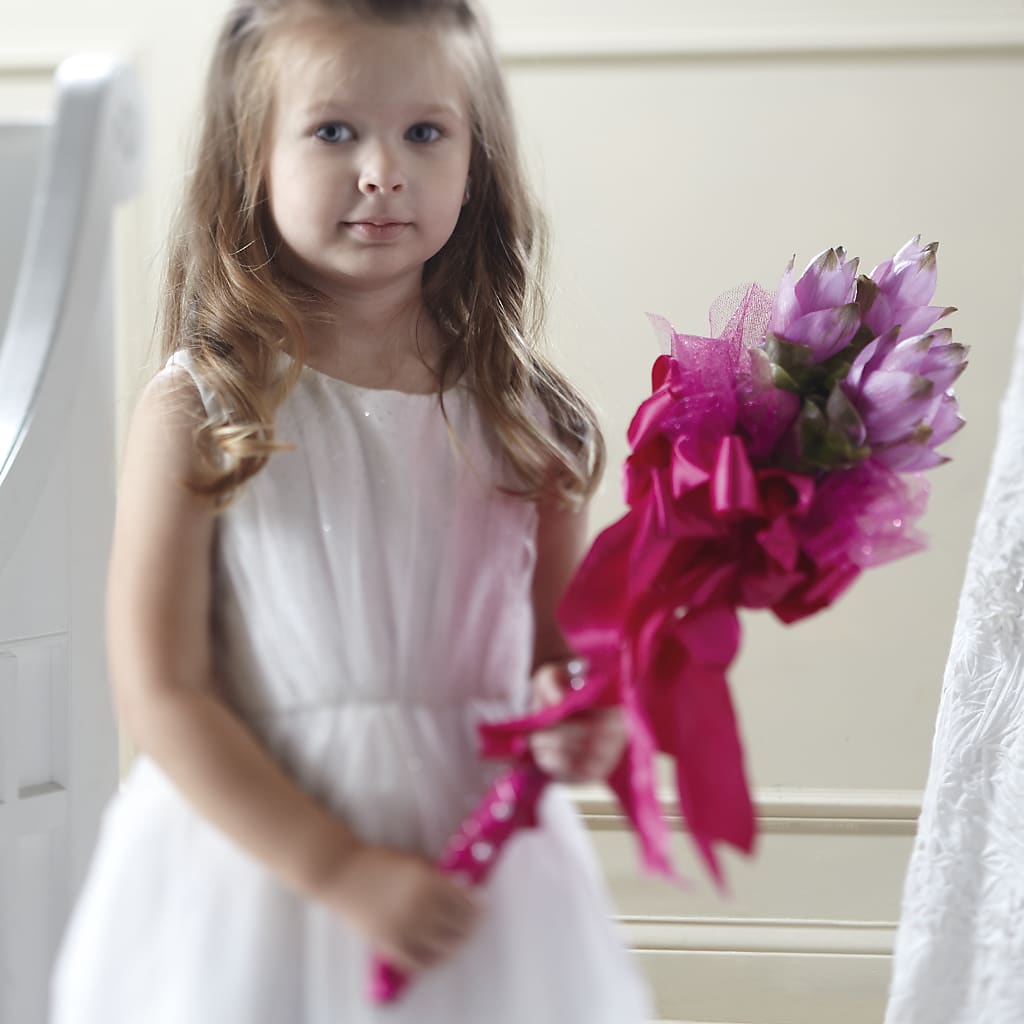 Sparkle Pink Flower Girl Bouquet – Menlo Florist, Menlo Park CA