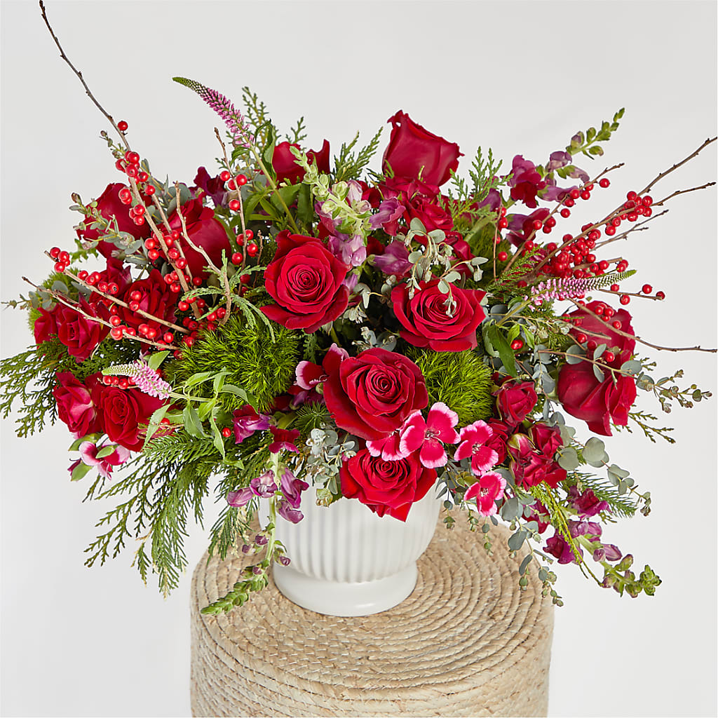 Big Red Bow Bouquet –  Menlo Florist, Menlo Park CA