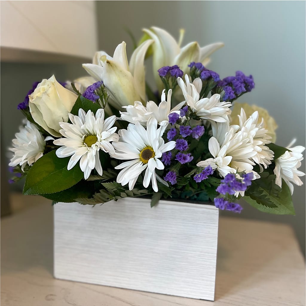 Beyond Blue Box Bouquet –  Menlo Florist, Menlo Park CA