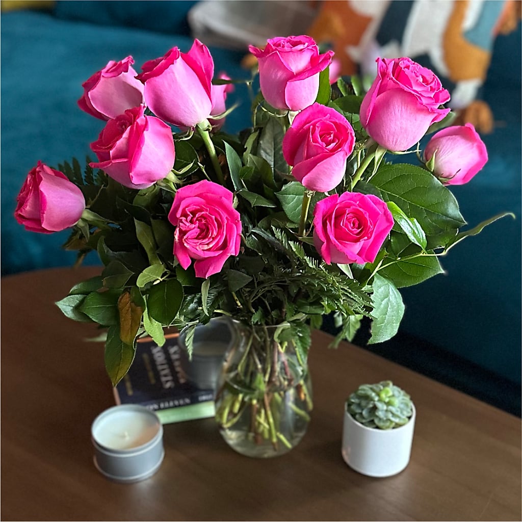Long Stem Pink Rose Bouquet –  Menlo Florist, Menlo Park CA