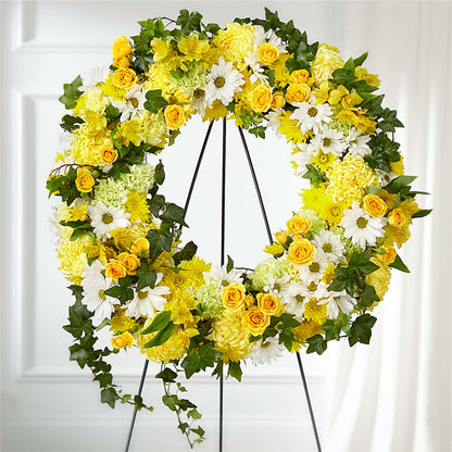Golden Remembrance Wreath –  Menlo Florist, Menlo Park CA