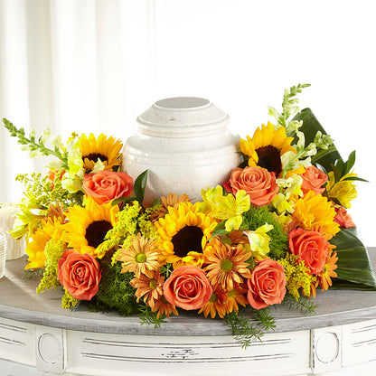 Faithful Sunflower Cremation Adornment –  Menlo Florist, Menlo Park CA