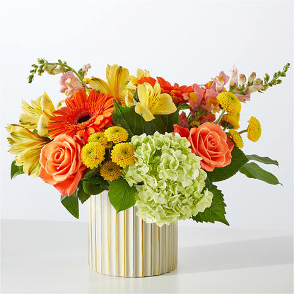 Autumn Sunshine Bouquet with Ivory Vase –  Menlo Florist, Menlo Park CA