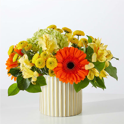 Autumn Sunshine Bouquet with Ivory Vase –  Menlo Florist, Menlo Park CA