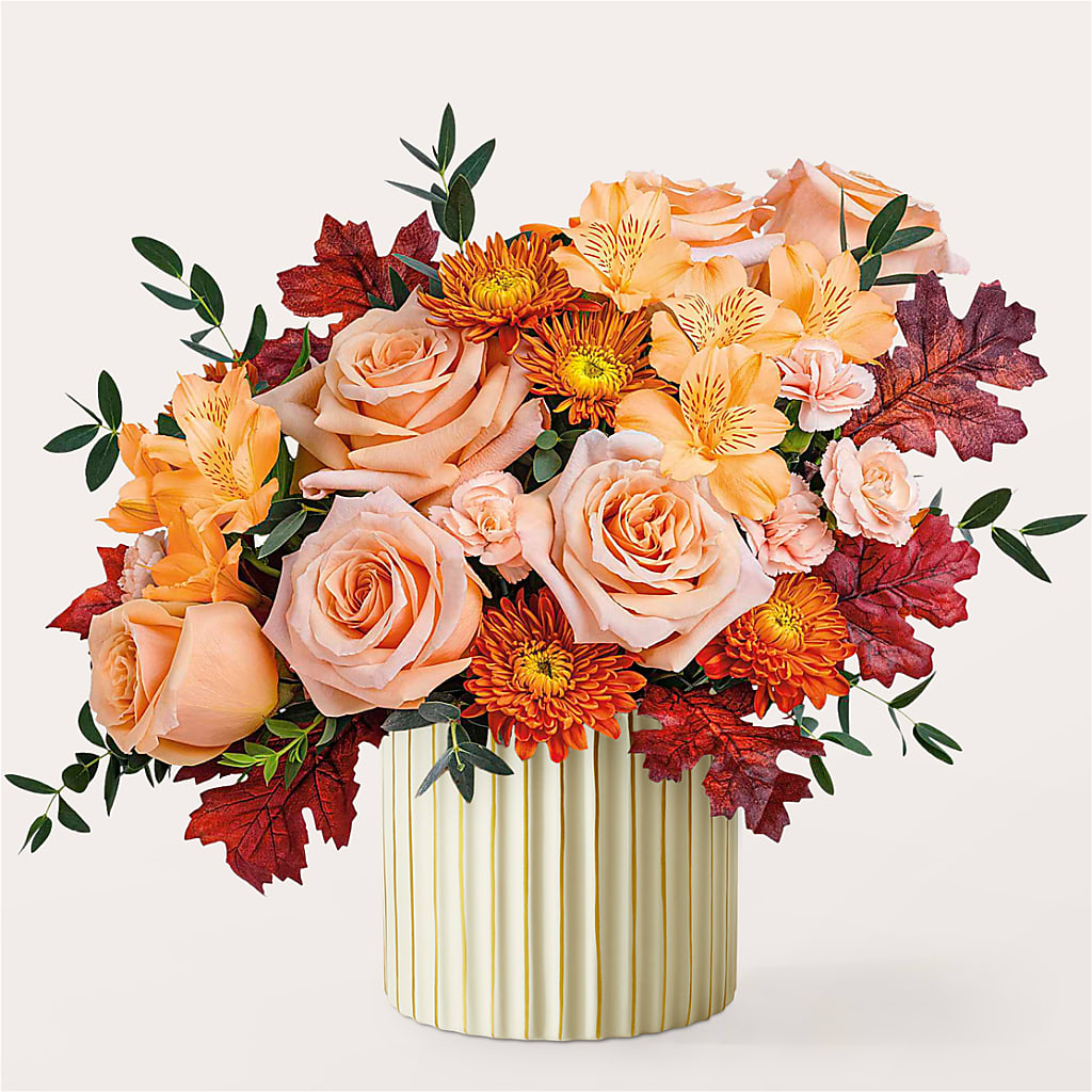 Spiced Latte Bouquet with Ivory Vase –  Menlo Florist, Menlo Park CA