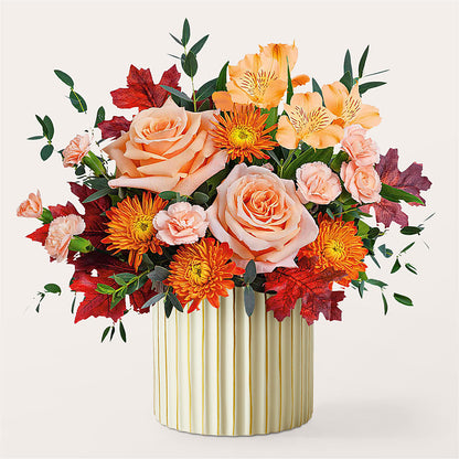 Spiced Latte Bouquet with Ivory Vase –  Menlo Florist, Menlo Park CA