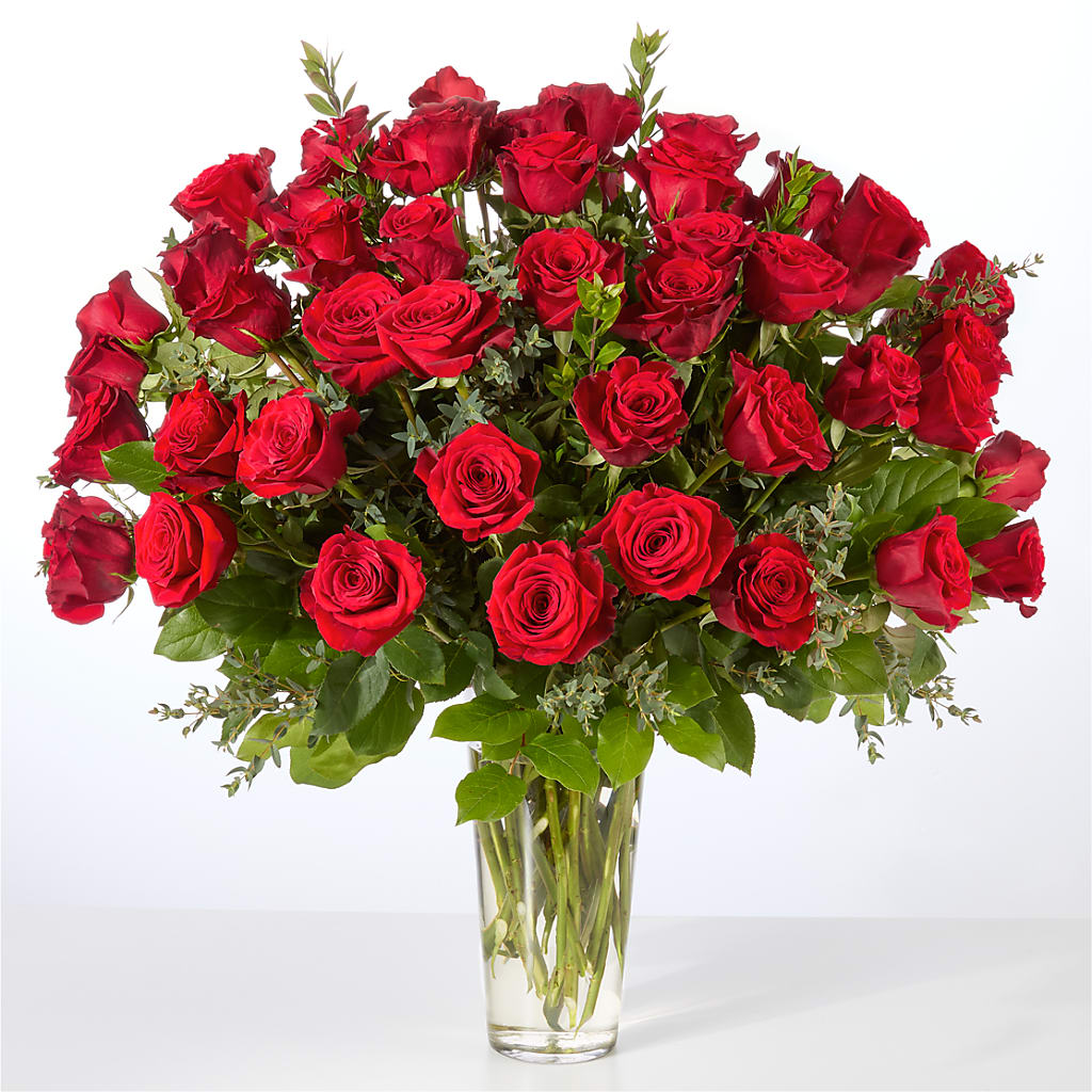 Forever Yours Fifty Stem Red Rose Bouquet –  Menlo Florist, Menlo Park CA