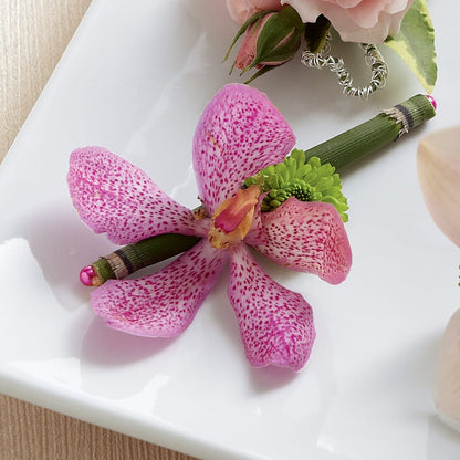 Pink Mokara Boutonniere –  Menlo Florist, Menlo Park CA