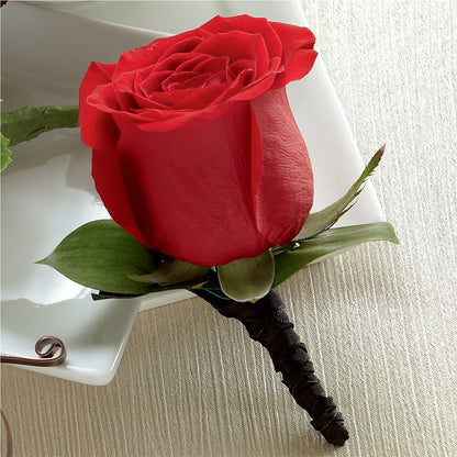 Red Rose Boutonniere –  Menlo Florist, Menlo Park CA