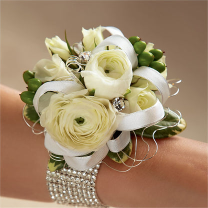 White Wedding Corsage –  Menlo Florist, Menlo Park CA
