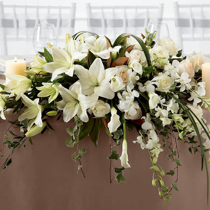 White Linen Arrangement –  Menlo Florist, Menlo Park CA